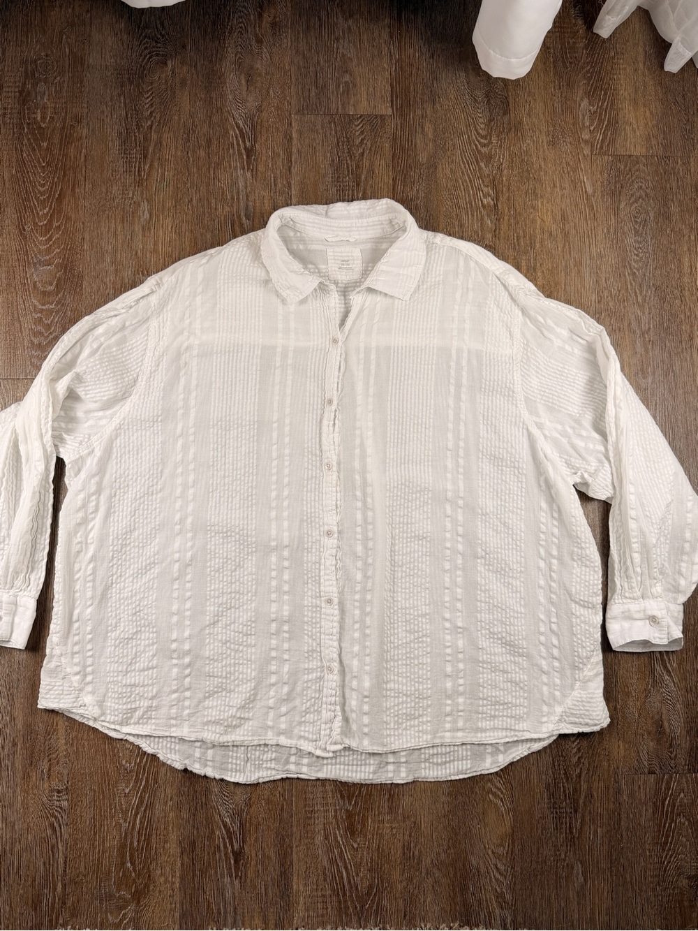 Aerie Oversized Gauze Cover-Up Shirt White Cotton Plus Size | XXL